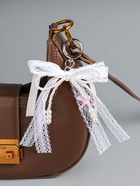 Брелок для ключей на карабине «Жемчужный бант с кружевной тесьмой», бусины d=0.4 и 0.8 см, на сумку, рюкзак, 16×9.5×1 см - Фото 1