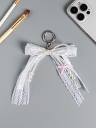 Брелок для ключей на карабине «Жемчужный бант с кружевной тесьмой», бусины d=0.4 и 0.8 см, на сумку, рюкзак, 16×9.5×1 см - фото 809311235