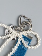 Брелок для ключей на карабине с джинсовым ремешком «Жемчужный бант и бабочка», бусины d=0.5 см, на сумку, рюкзак, 15×10.5×1 см - фото 809311241