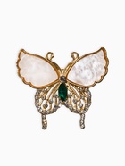 Брошь «Бабочка», белая в золоте - Фото 1