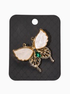 Брошь «Бабочка», белая в золоте - Фото 4