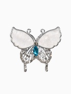 Брошь «Бабочка», белая в серебре - Фото 1