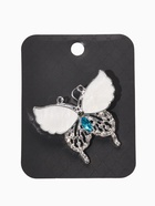 Брошь «Бабочка», белая в серебре - Фото 4