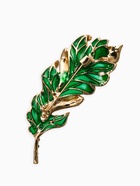 Брошь "Перо" прозрачное, цвет зелёно-белый в золоте - фото 809311272