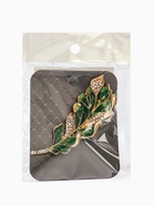 Брошь «Перо» прозрачное, зелёный, белый в золоте - Фото 6