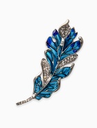 Брошь "Перо" прозрачное, цвет сине-голубой в серебре - фото 60065217
