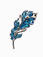Брошь «Перо» прозрачное, синий, голубой в серебре - Фото 2