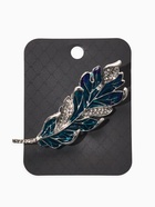 Брошь "Перо" прозрачное, цвет сине-голубой в серебре - фото 60065220