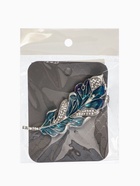 Брошь «Перо» прозрачное, синий, голубой в серебре - фото 60872472