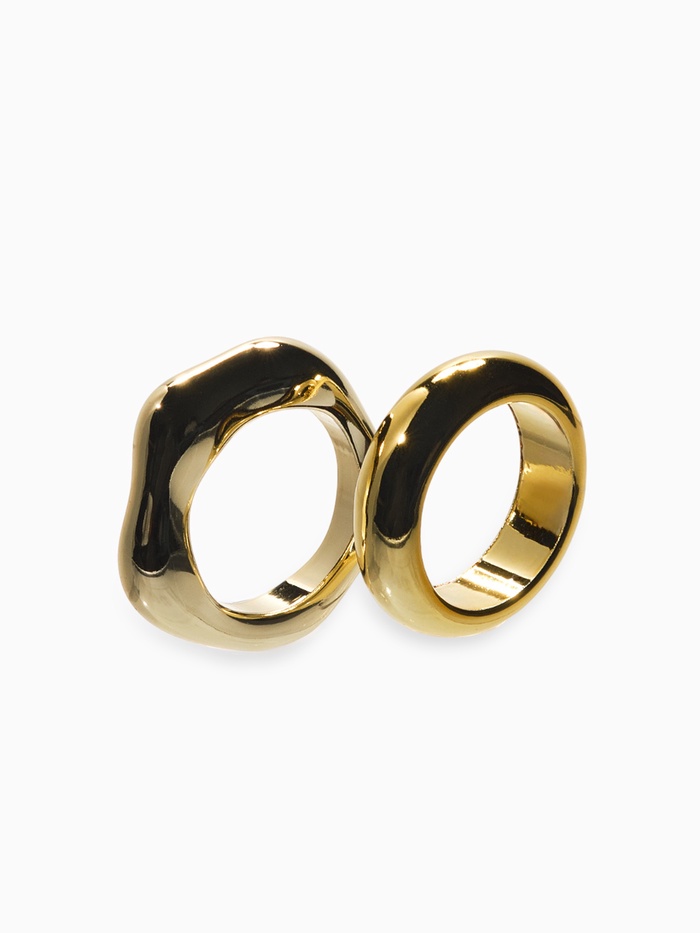 Кольцо пластик «Стиль», набор 2 шт. размер 17, цвет золото - Фото 1