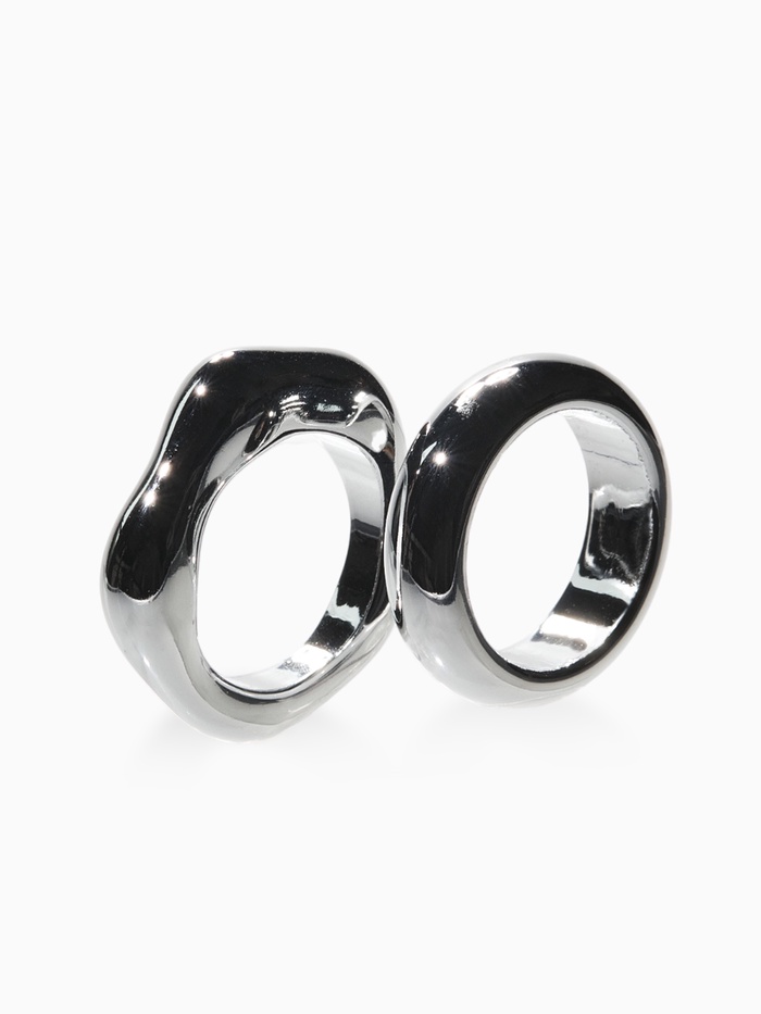 Кольцо пластик «Стиль», набор 2 шт. размер 17, цвет серебро - Фото 1