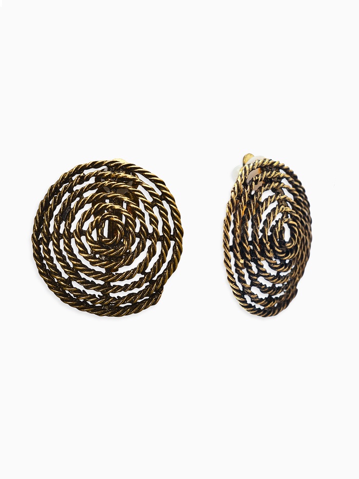 Серьги клипсы для ушей QF «Гипноз», цвет чернёное золото - Фото 1