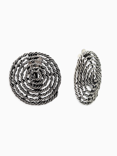 Серьги клипсы для ушей QF «Гипноз», цвет чернёное серебро