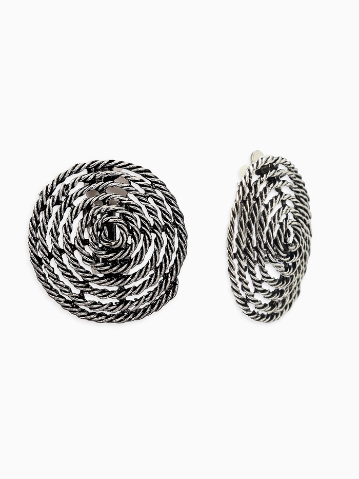 Серьги клипсы для ушей QF «Гипноз», цвет чернёное серебро - Фото 1