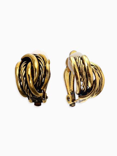 Серьги клипсы для ушей QF «Узел», цвет чернёное золото