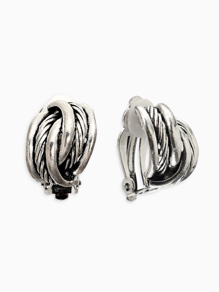 Серьги клипсы для ушей QF «Узел», цвет чернёное серебро - Фото 1