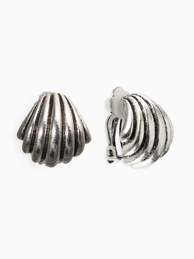 Серьги клипсы для ушей QF «Ракушка», цвет чернёное серебро