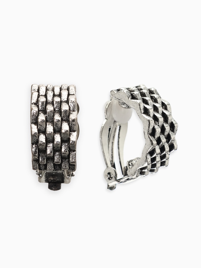 Серьги клипсы для ушей QF «Плетение», цвет чернёное серебро - Фото 1