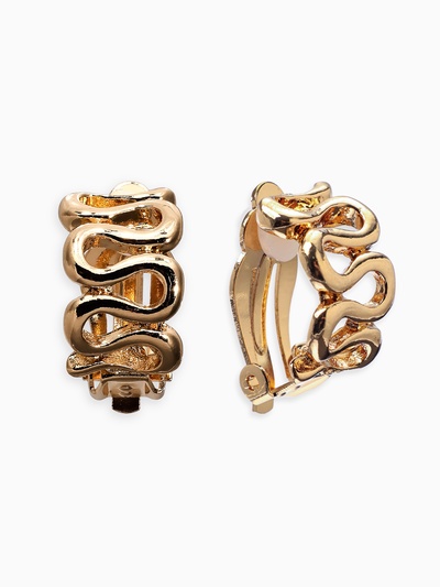 Серьги клипсы для ушей QF «Змейка», цвет золото