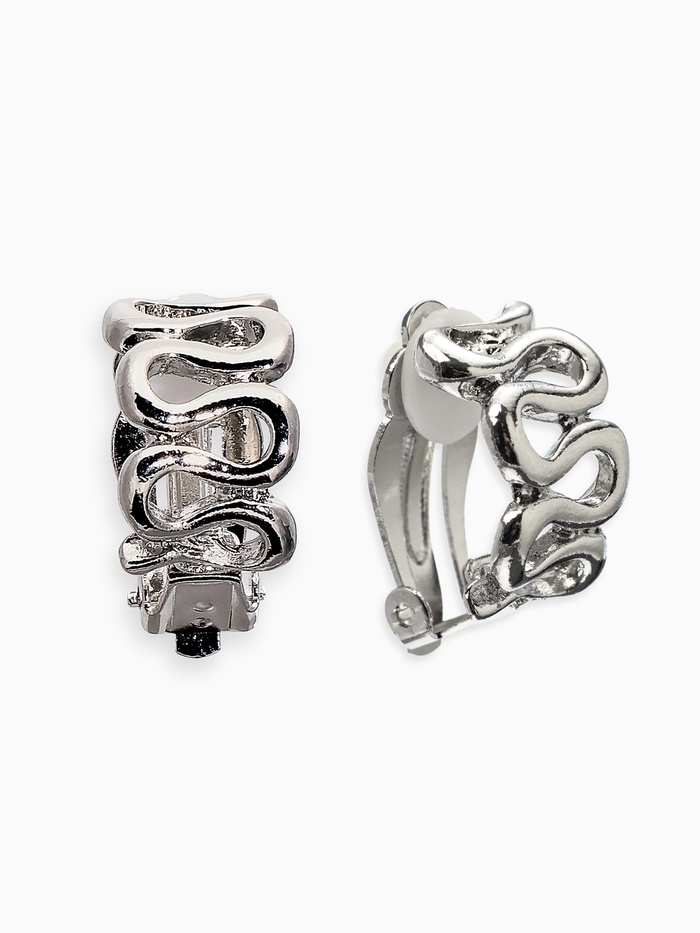 Серьги клипсы для ушей QF «Змейка», цвет серебро - Фото 1