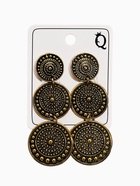 Серьги клипсы для ушей QF «Три диска», цвет чернёное золото - Фото 3