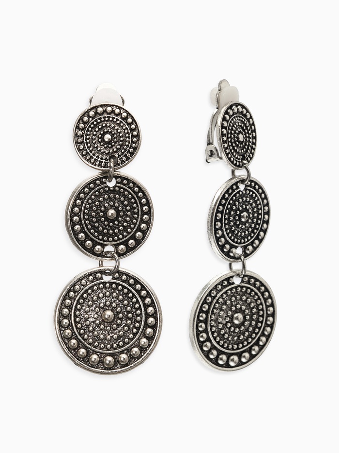 Серьги клипсы для ушей QF «Три диска», цвет чернёное серебро - Фото 1