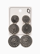 Серьги клипсы для ушей QF «Три диска», цвет чернёное серебро - Фото 3