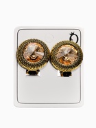 Клипсы "Винтаж" круг страз, цвет золотой в чернёном золоте (комплект 2 шт) - фото 60065294