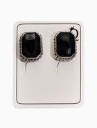 Серьги клипсы для ушей QF «Винтаж», чёрная в чернёном серебре - Фото 3