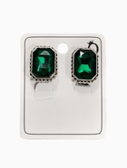 Серьги клипсы для ушей QF «Винтаж», цвет изумрудный в чернёном серебре - Фото 3