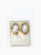 Серьги клипсы для ушей QF «Жемчужный овал», белая в чернёном золоте - Фото 5