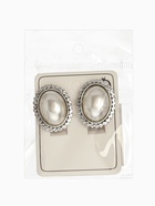Серьги клипсы для ушей QF «Жемчужный овал», белая в чернёном серебре - Фото 5