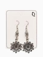 Серьги метал «Аутентичный цветок», цвет чернёное серебро (комплект 2 шт) - фото 60065313