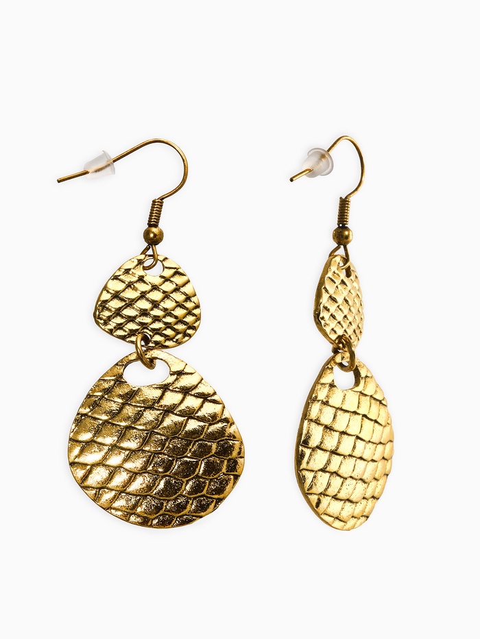 Серьги метал «Чешуя», цвет чернёное золото - Фото 1