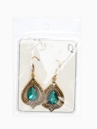 Серьги со стразами «Капля», цвет изумрудный в чернёном золоте - Фото 4