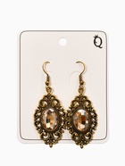 Серьги со стразми «Ажурный овал», цвет золотой в чернёном золоте (комплект 2 шт) - фото 60065325