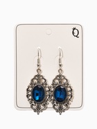 Серьги со стразми «Ажурный овал», синие в чернёном серебре (комплект 2 шт) - фото 60065327