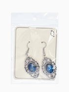 Серьги со стразми «Ажурный овал», синие в чернёном серебре (комплект 2 шт) - фото 60872547