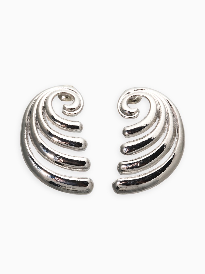 Серьги металл «Волна», цвет серебро