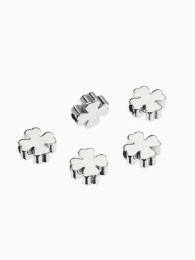 Бусина-разделитель родир. «Клевер», 7×7мм, d(вн.)=2мм, (набор 10 штук), медь, цвет серебро