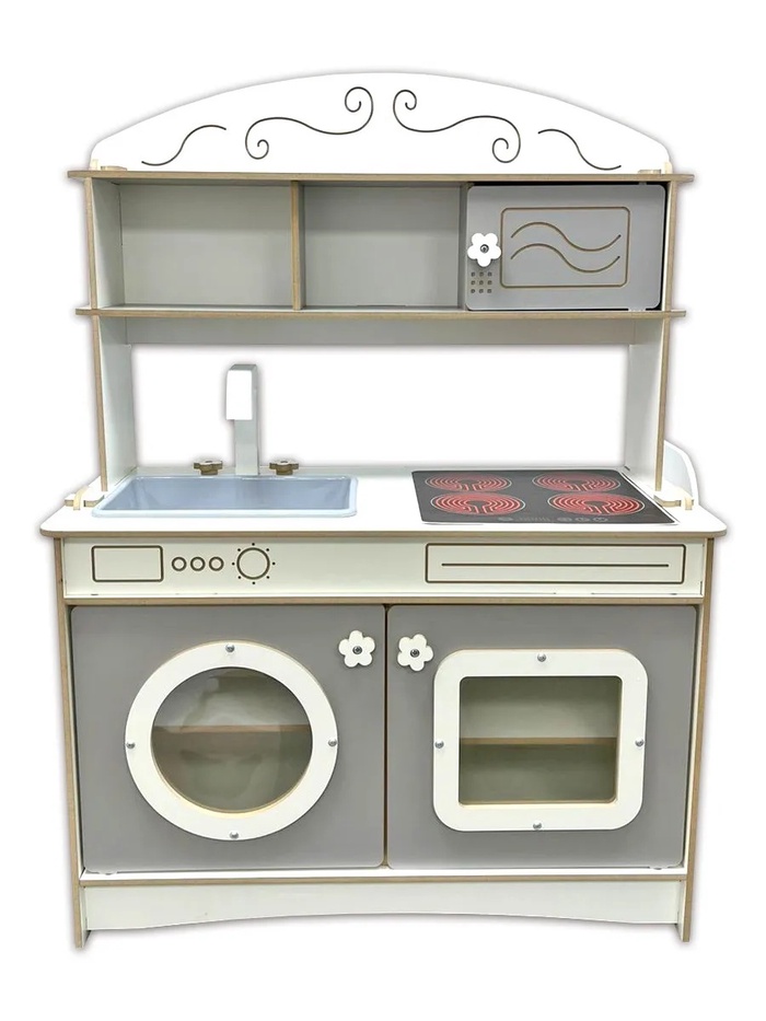 Кухня игровая детская «Аделина», бело-серая, ЛМДФ - Фото 1