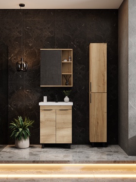 Тумба напольная Onika «Легран 50», с раковиной Кirovit «Фостер – 50», цвет дуб галифакс