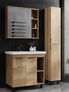 Шкаф – пенал для ванной комнаты Onika «Легран 30», универсальный, 300×252×1900 мм, цвет дуб галифакс 10925506