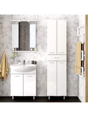 Шкаф – пенал для ванной комнаты Onika «Модерн 46», универсальный, 460×330×1900 мм, цвет белый