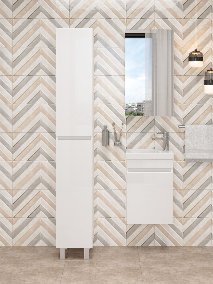 Тумба подвесная, Onika «Милтон 40», с раковиной Santek «Миранда – 40», цвет белый - Фото 1