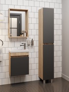 Шкаф – пенал для ванной комнаты Onika «Милтон 30», универсальный, 300×326×1900 мм, цвет серый/дуб сонома 10925516