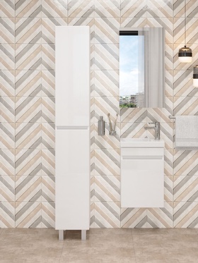 Шкаф – пенал для ванной комнаты Onika «Милтон 30», универсальный, 300×326×1900 мм, цвет белый