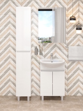 Тумба напольная Onika «Милтон 50», с раковиной Rosa «Уют – 50», цвет белый