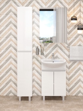 Тумба напольная Onika «Милтон 55», с раковиной Rosa «Уют – 55», цвет белый