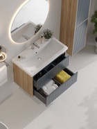 Тумба подвесная Onika Дайлер 80 графит/дуб сонома раковину Фостер 80 Kirovit 10925533